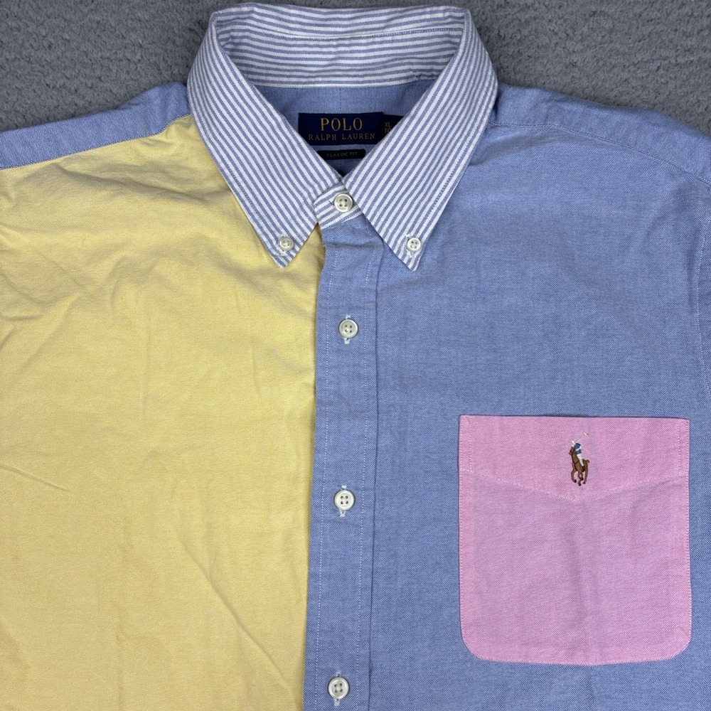 Polo Ralph Lauren Classic Fit Oxford Fun Shirt Men's XL Colorblock Pastel - Picture 4 of 10